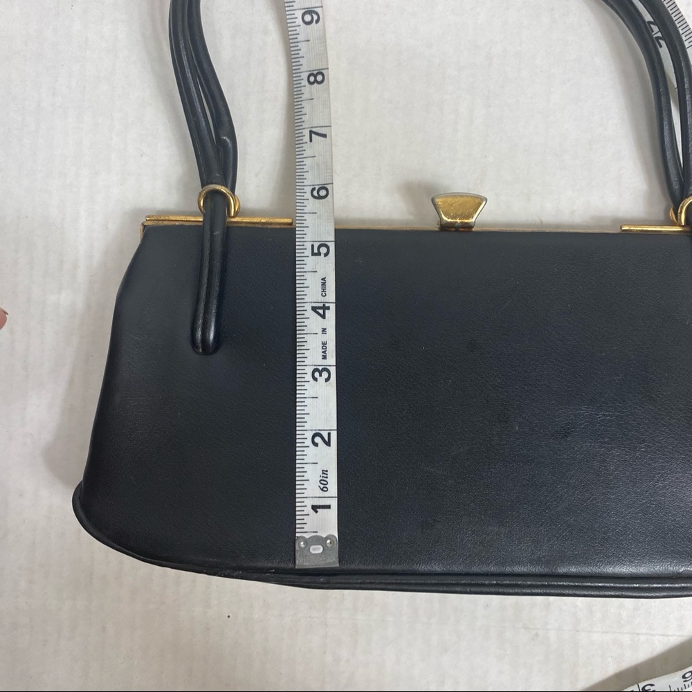 Vintage‎ Essell England 50s Black Gold Hand Bag - Picture 13 of 14